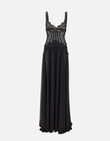 Abito da sera con inserti in pizzo e paillettes RS16294 BLACK NISSA 