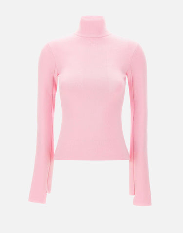 "Interlock Mockneck sweater" 425MPU260FI0001 PINK COURREGES 