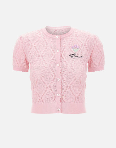 "Pointelle Knit Top" 057TP PINK SELF-PORTRAIT 