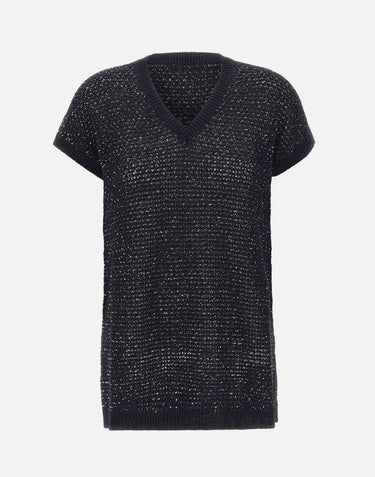 Maglia smanicata con paillettes MAD276F531 M120VR5 FABIANA FILIPPI 
