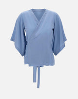 Blusa incrociata in crêpe di seta 191568 516 KANGRA 