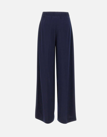 Pantaloni in crêpe a vita alta P16523 NAVY NISSA 