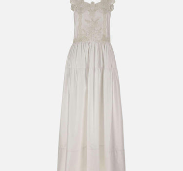 Abito in cotone con schiena scoperta W06050581 WHITE MAURIZIO MYKONOS 