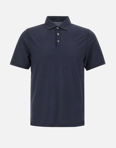 Polo in crepe di cotone DK87115 BLU DIKTAT 