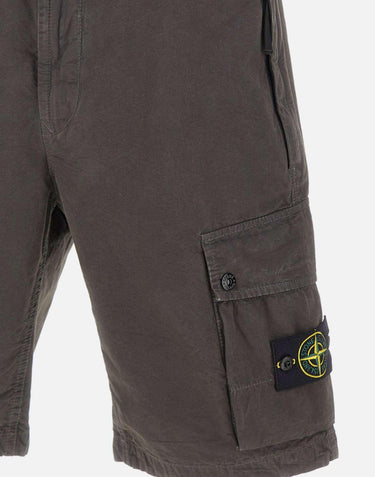 Shorts in tela di cotone biologico spazzolato effetto "old" L100019S00WA V0165 STONE ISLAND 