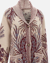 Maxi cardigan in lana e cotone jacquard WRKE0162 AQ165X0801 ETRO 