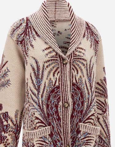 Maxi cardigan in lana e cotone jacquard WRKE0162 AQ165X0801 ETRO 