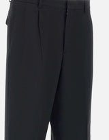 Pantaloni "Wide Pleated Trouser" in lana 41671 BLACK SUNFLOWER 