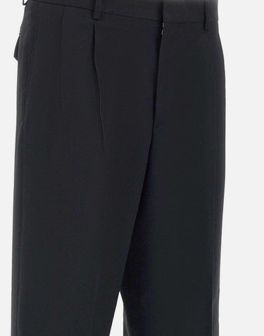 Pantaloni "Wide Pleated Trouser" in lana 41671 BLACK SUNFLOWER 