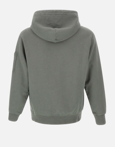 "Brushed and Emerized Diagonal Fleece Hooded Sweatshirt" 19CMSS719A 006372R921 C.P. COMPANY 