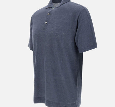 Polo in lino DK87124 BLU DIKTAT 