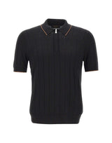 Polo in seta con zip 43128 23510099 GRAN SASSO 