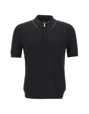 Polo in seta con zip 43128 23510099 GRAN SASSO 