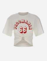 T-shirt perforante in cotone stampato 26PJTE030C00555 P100 RABANNE 