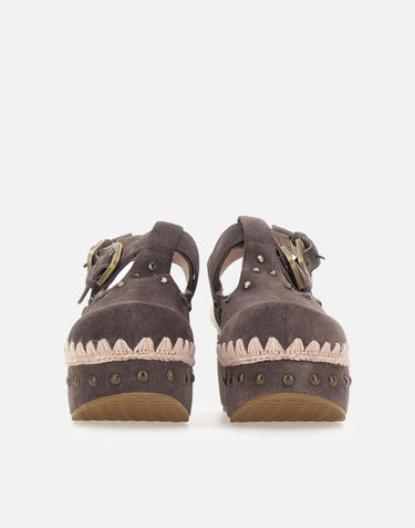 "Suede Clog with Stones" FW611006A MOCHA MOU 