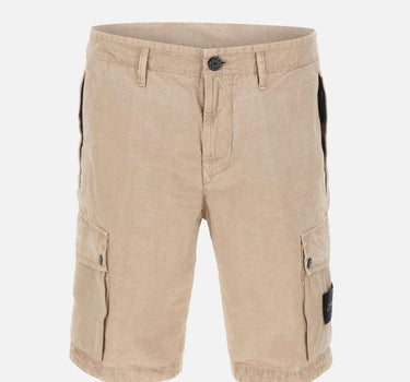 Shorts in tela di cotone biologico spazzolato effetto "old" L100019S00WA V019A STONE ISLAND 