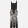 Abito lungo in pizzo con finiture in seta QZ005 BLACK JACQUES WEI 