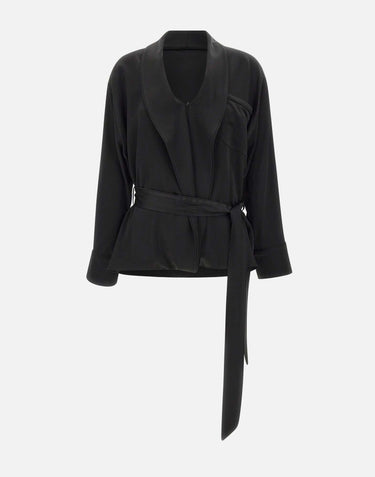 "Pyjama Wrap Blouse" 1425WSH006839B BLACK VICTORIA BECKHAM 