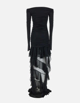 "Mini dress in jersey with chiffon train" 2A623A N0990 BLUMARINE 