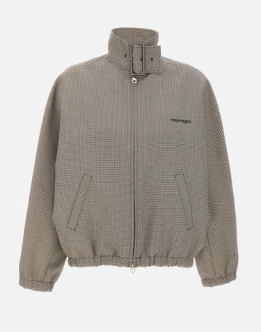 Giacca bomber pied de poule con fibbia e zip 126CBL334W00145 REDBLACK COURREGES 
