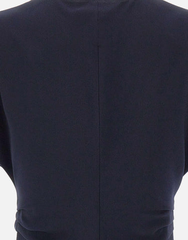 Top in crêpe con volant TOP1358 NAVY NISSA 