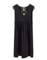 Abito lungo con pizzo floreale W06040581 BLACK MAURIZIO MYKONOS 
