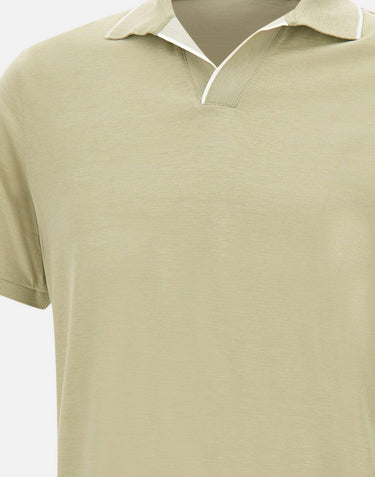 Polo open collar in misto seta e cotone 26411237 722 PAUL&SHARK 