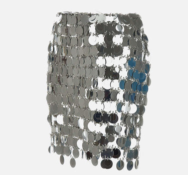 Minigonna con dischi scintillanti argentati 19EIJU010PS0133 P040 RABANNE 