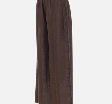Pantaloni in lino con dettagli in pizzo W01210781 CHOCOLATE MAURIZIO MYKONOS 