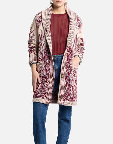 Maxi cardigan in lana e cotone jacquard WRKE0162 AQ165X0801 ETRO 