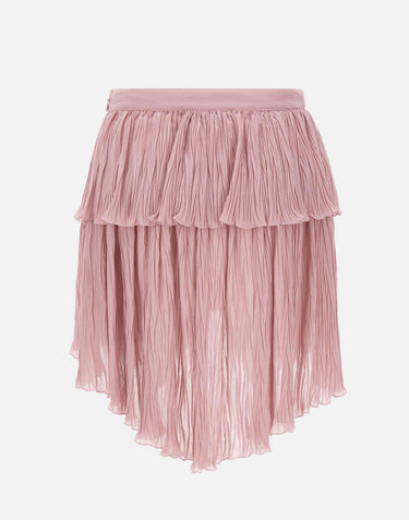 Gonna asimmetrica in georgette plissé con balza 2G295A N0114 BLUMARINE 