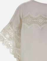 Blusa in lino ricamata W08460781 OFFWHITE MAURIZIO MYKONOS 