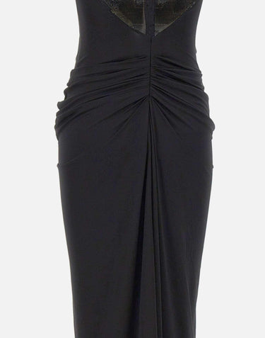 Abito lungo con drappeggi QZ011 BLACK JACQUES WEI 