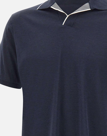 Polo open collar in misto seta e cotone 26411237 050 PAUL&SHARK 