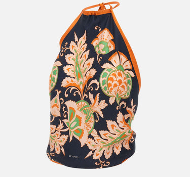Top in seta con scollo all'americana e motivo paisley floreale WRJA0147 AKI89X0884 ETRO 