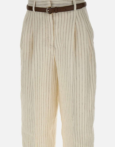Pantalone in lino gessato 2616131082600 001 MAX MARA STUDIO 