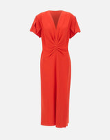 "Gathered V-Neck Midi Dress" 1125WDR005195B RED VICTORIA BECKHAM 