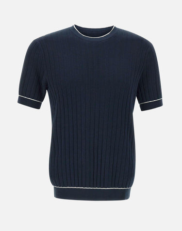 T-shirt in maglia in cotone ultrafine DK87039 BLU DIKTAT 