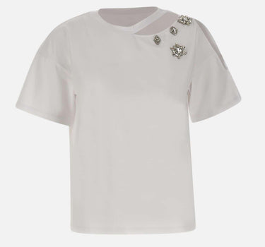 T-shirt con ricami gioiello CA6160JS088 11111 LIU-JO 