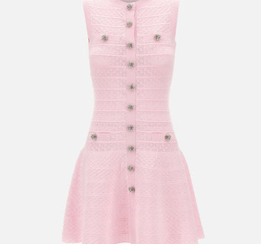 Mini abito in maglia traforata con strass 063SP PINK SELF-PORTRAIT 
