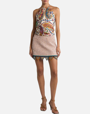 Top in seta con scollo all'americana e motivo paisley floreale WRJA0147 AKF34X0801 ETRO 