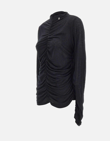 Maglia arricciata in misto lana e modal MF5448J3825 22222 LIU-JO 