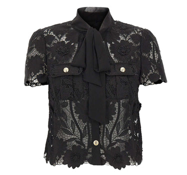 Camcia in pizzo con fiocco 111TB BLACK SELF-PORTRAIT 