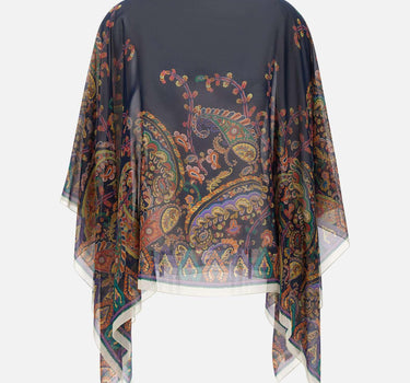 Top poncho in seta con stampa paisley floreale WRJA0027 AKG22X0883 ETRO 