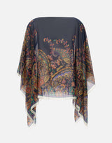 Top poncho in seta con stampa paisley floreale WRJA0027 AKG22X0883 ETRO 