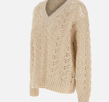 Maglia in filato di cotone con paillettes 2616361032600 002 MAX MARA STUDIO 