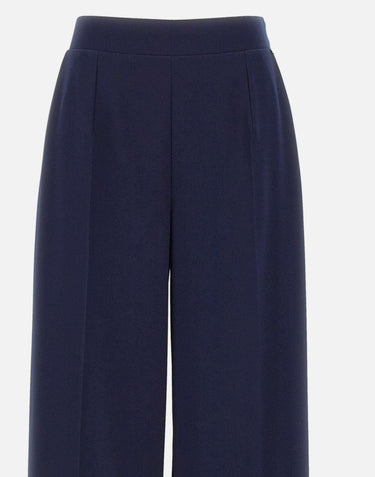 Pantaloni in crêpe a vita alta P16523 NAVY NISSA 