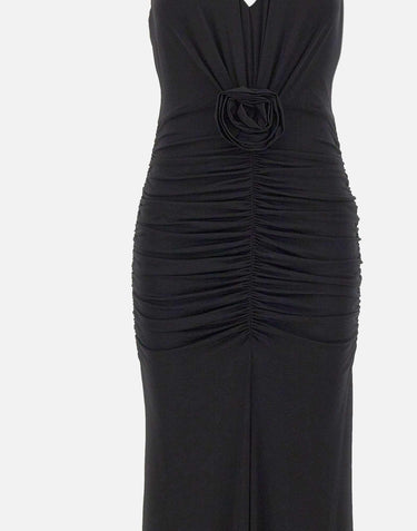 Abito lungo in jersey lucido con rosa 4A467A N0990 BLUMARINE 