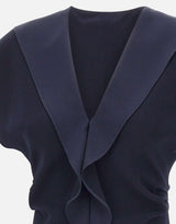 Top in crêpe con volant TOP1358 NAVY NISSA 