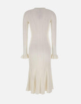Abito midi in maglia traforata 051MW WHITE SELF-PORTRAIT 
